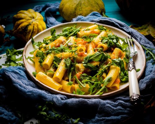 Squash and basil pasta