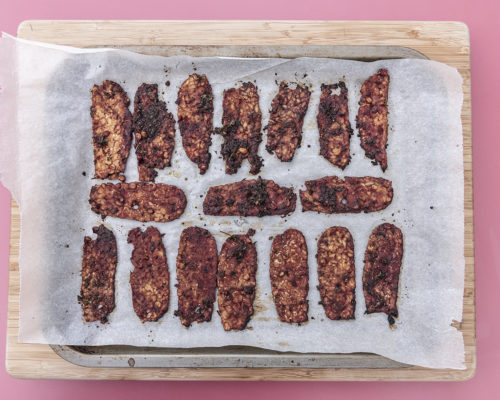 Vegan tempeh salami