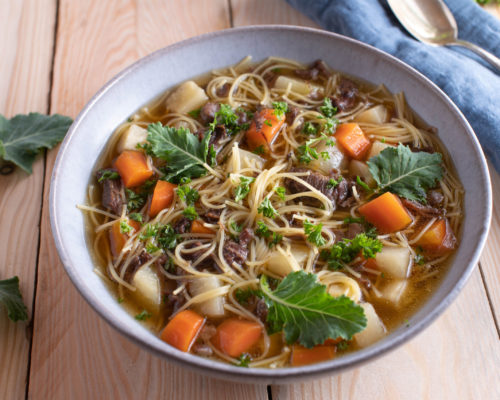 Kohlrabi noodle soup