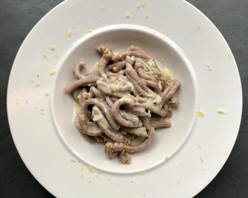 WHOLEGRAIN EMMER CASARECCE WITH STILTON AND LEMON
