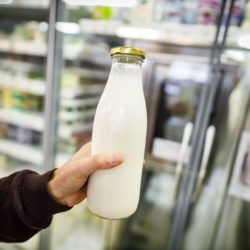 Refill bottle filled with milk