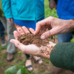 Someone with a hand full of soil